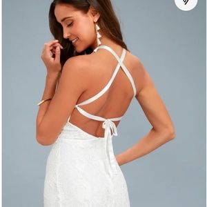 Wishful Wanderings White Lace Bodycon Midi Dress
